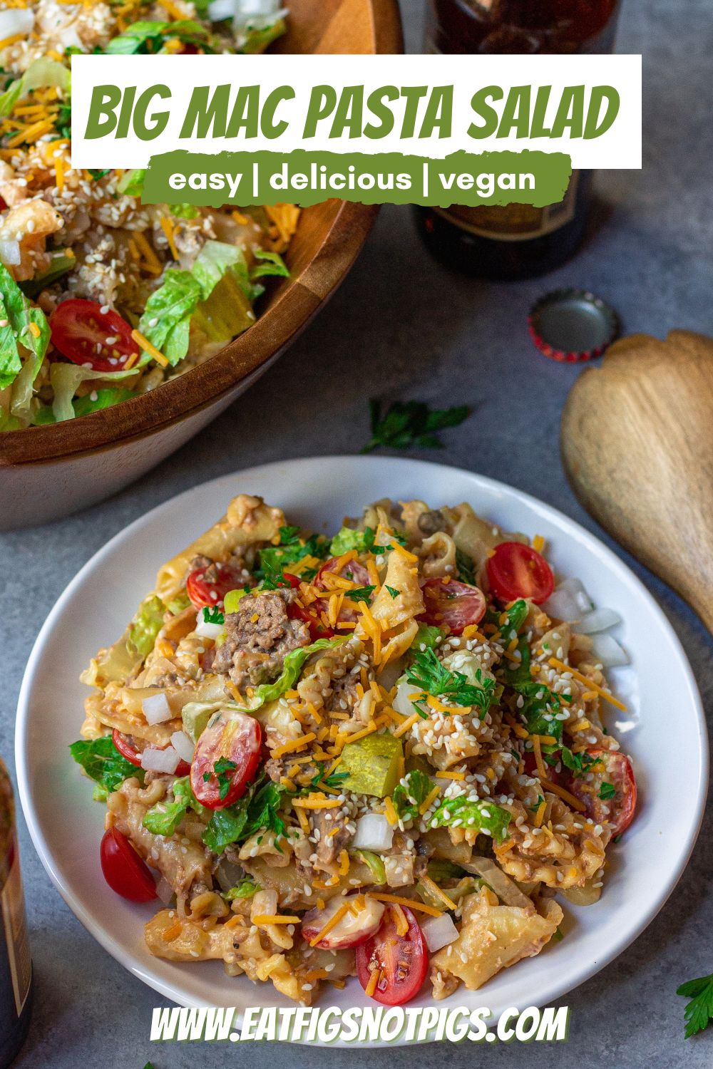 vegan Big Mac pasta salad pin