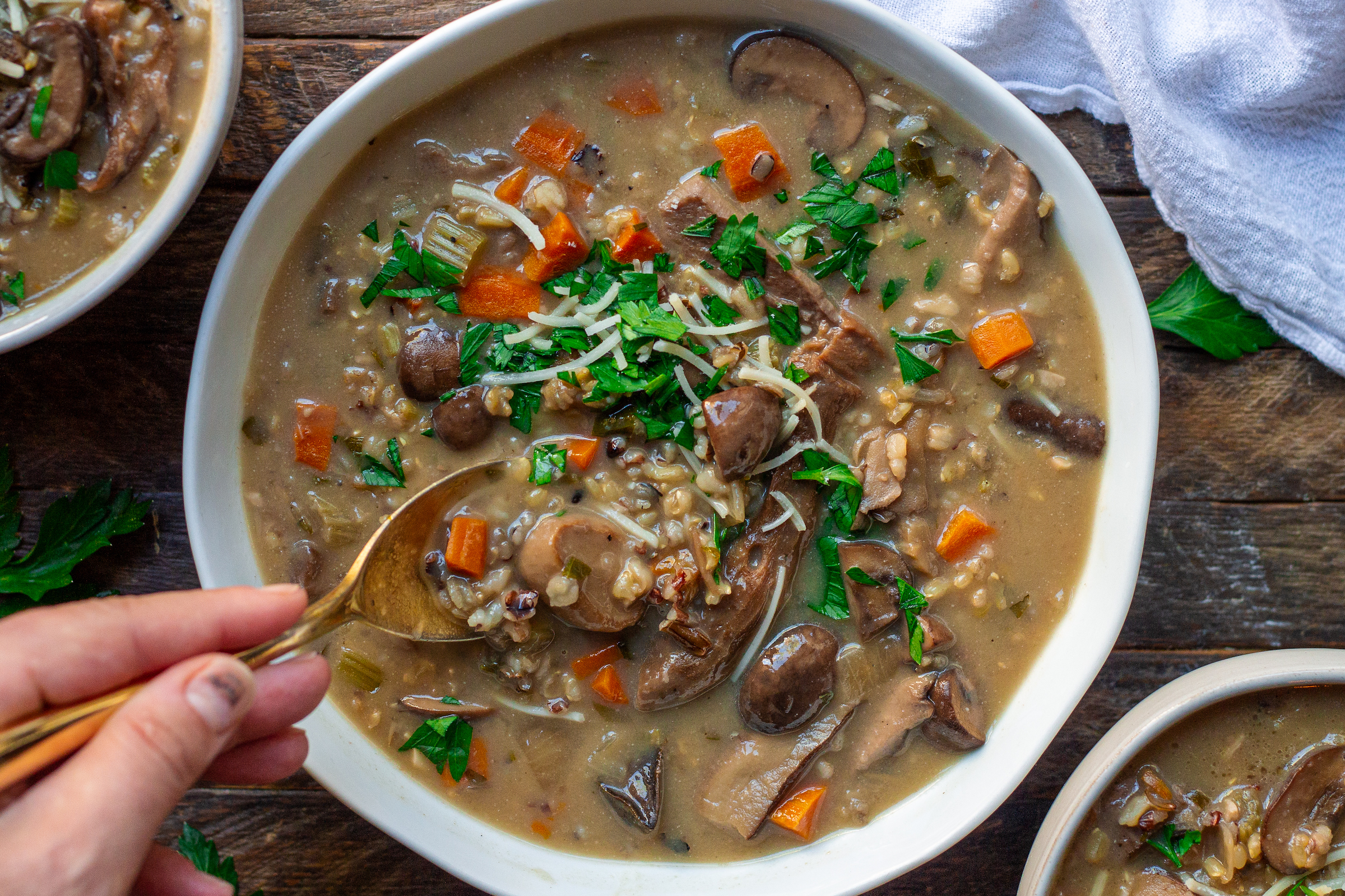 Vegan Mushroom Wild Rice Soup