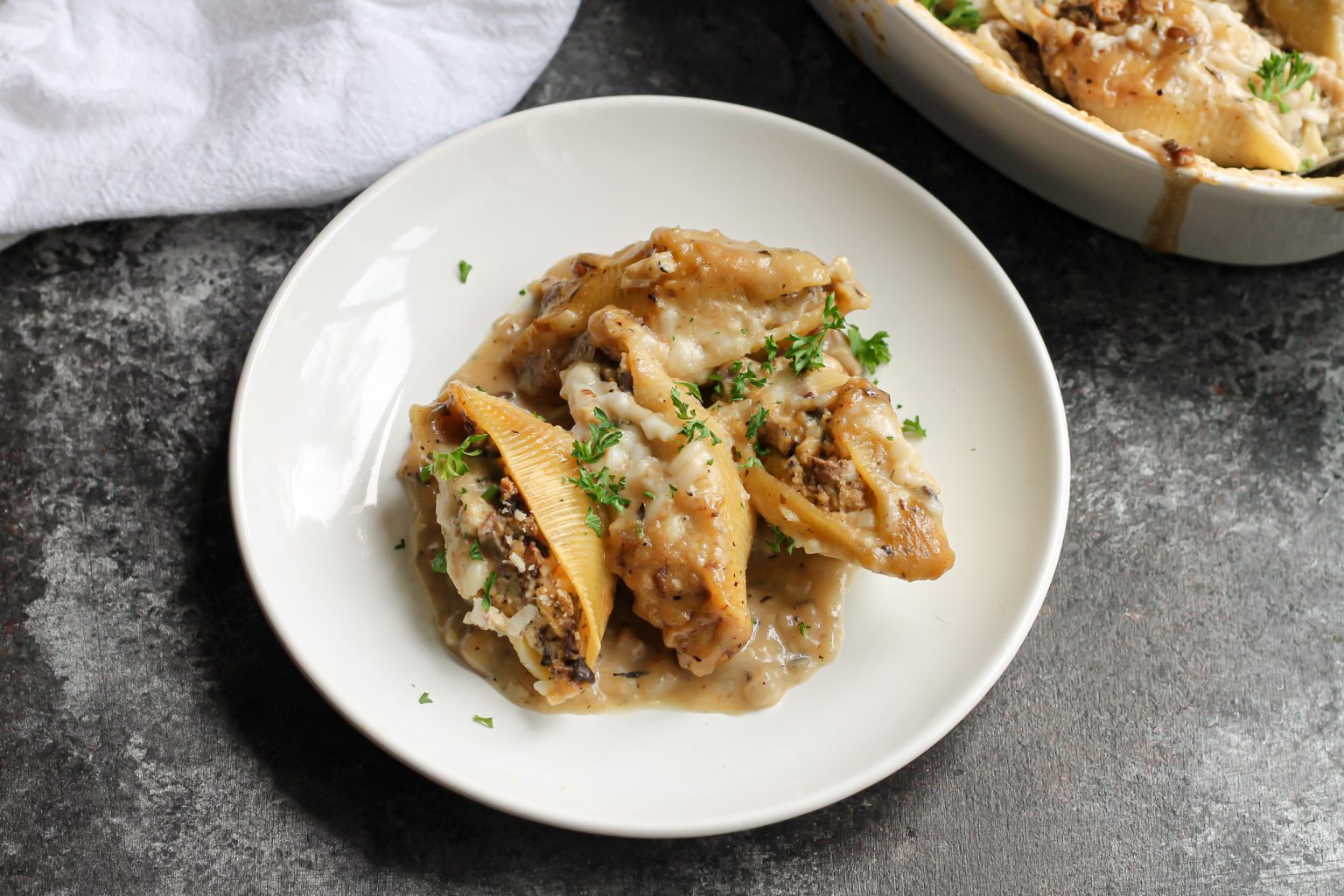 Vegan Chick'n Marsala Stuffed Shells - Eat Figs, Not Pigs