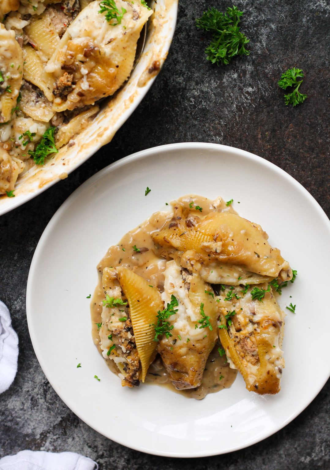 Vegan Chick'n Marsala Stuffed Shells - Eat Figs, Not Pigs