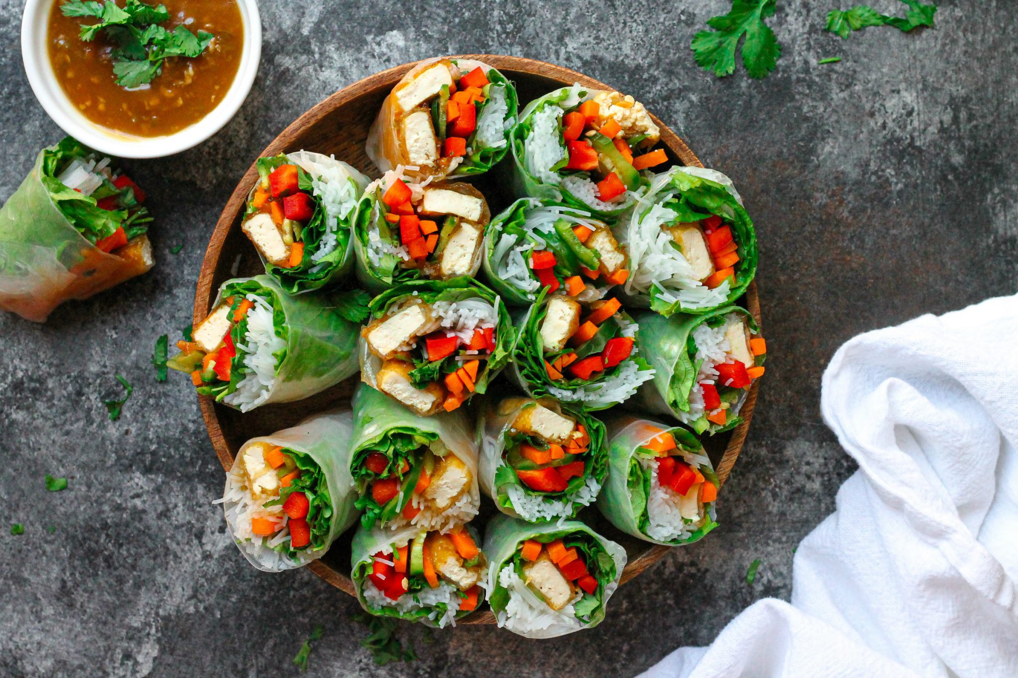 Summer Rolls with Pineapple Glazed Crispy Tofu - Eat Figs, Not Pigs