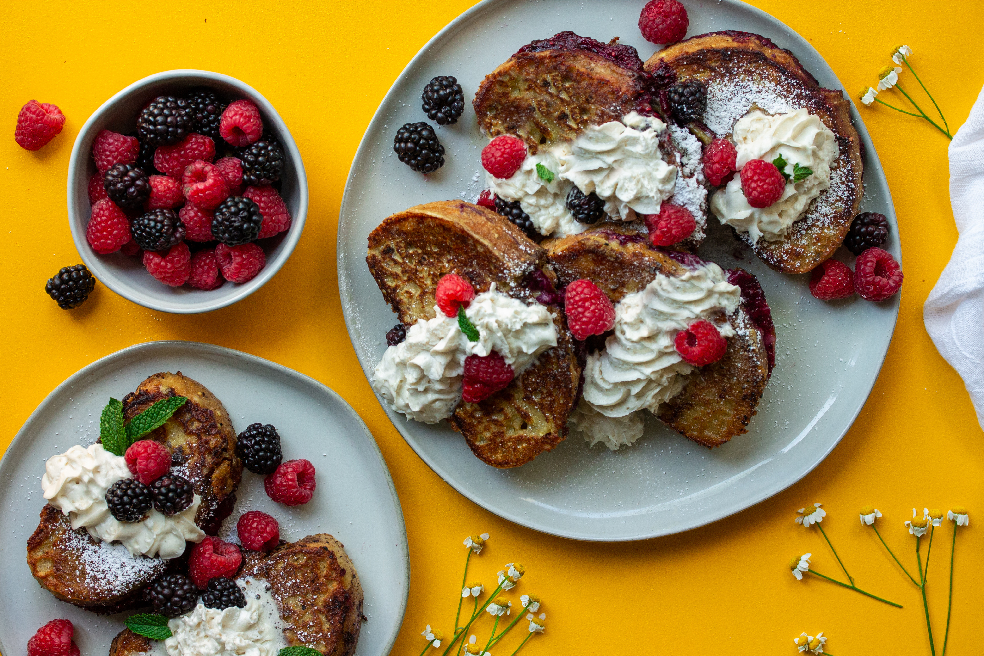 Vegan Lemon-Berry Cream Cheese Stuffed French Toast