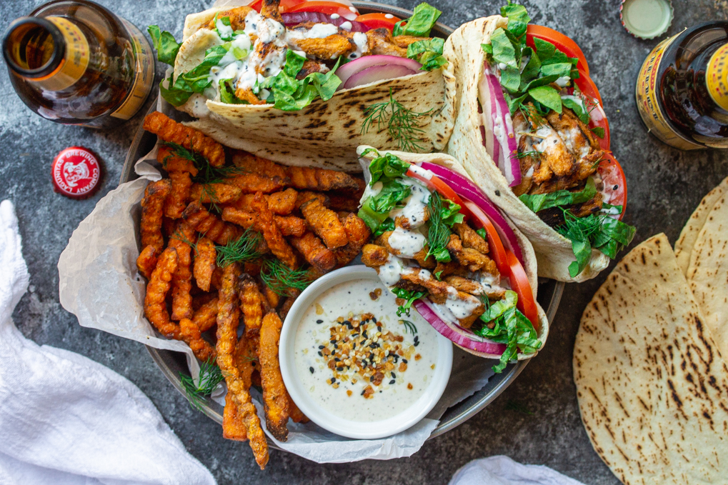 vegan chicken pitas