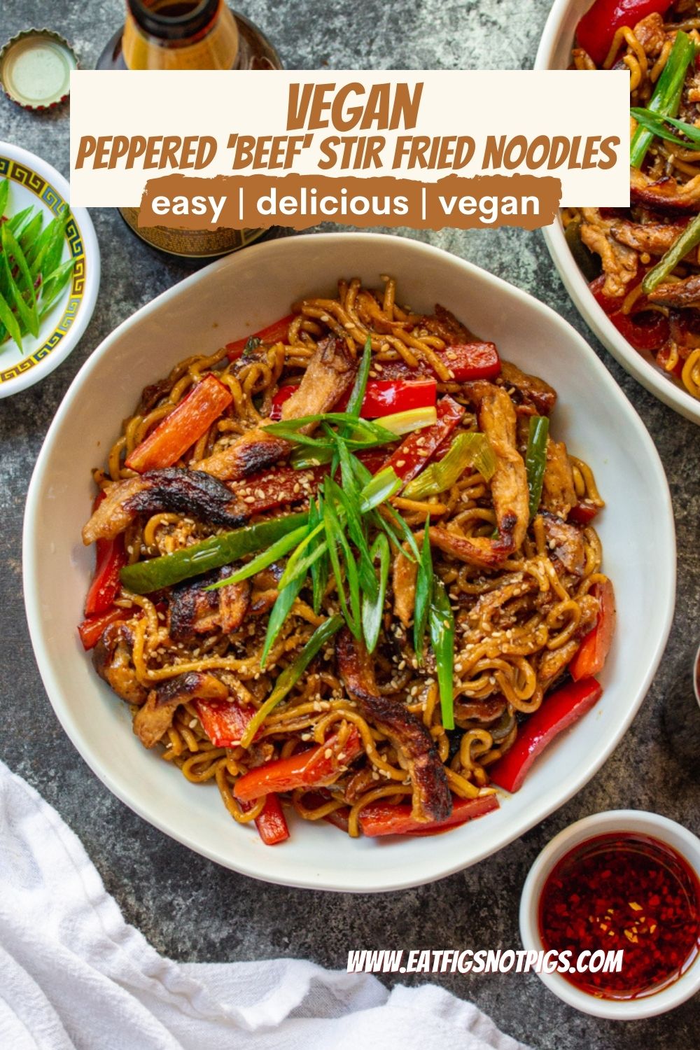 Peppered 'Beef' Stir Fried Noodles Pin