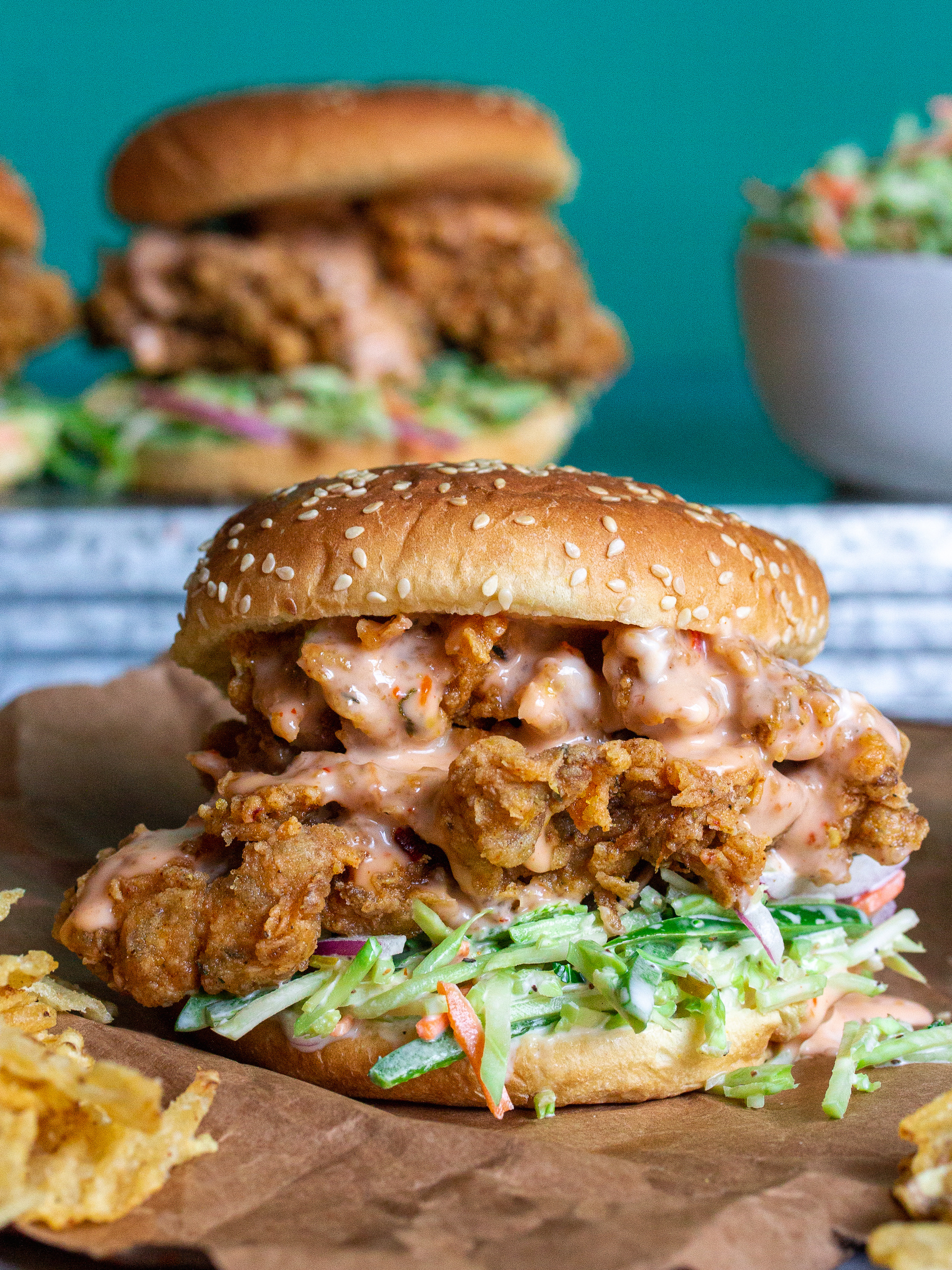 Crispy Bang Bang Shroom Sandwiches