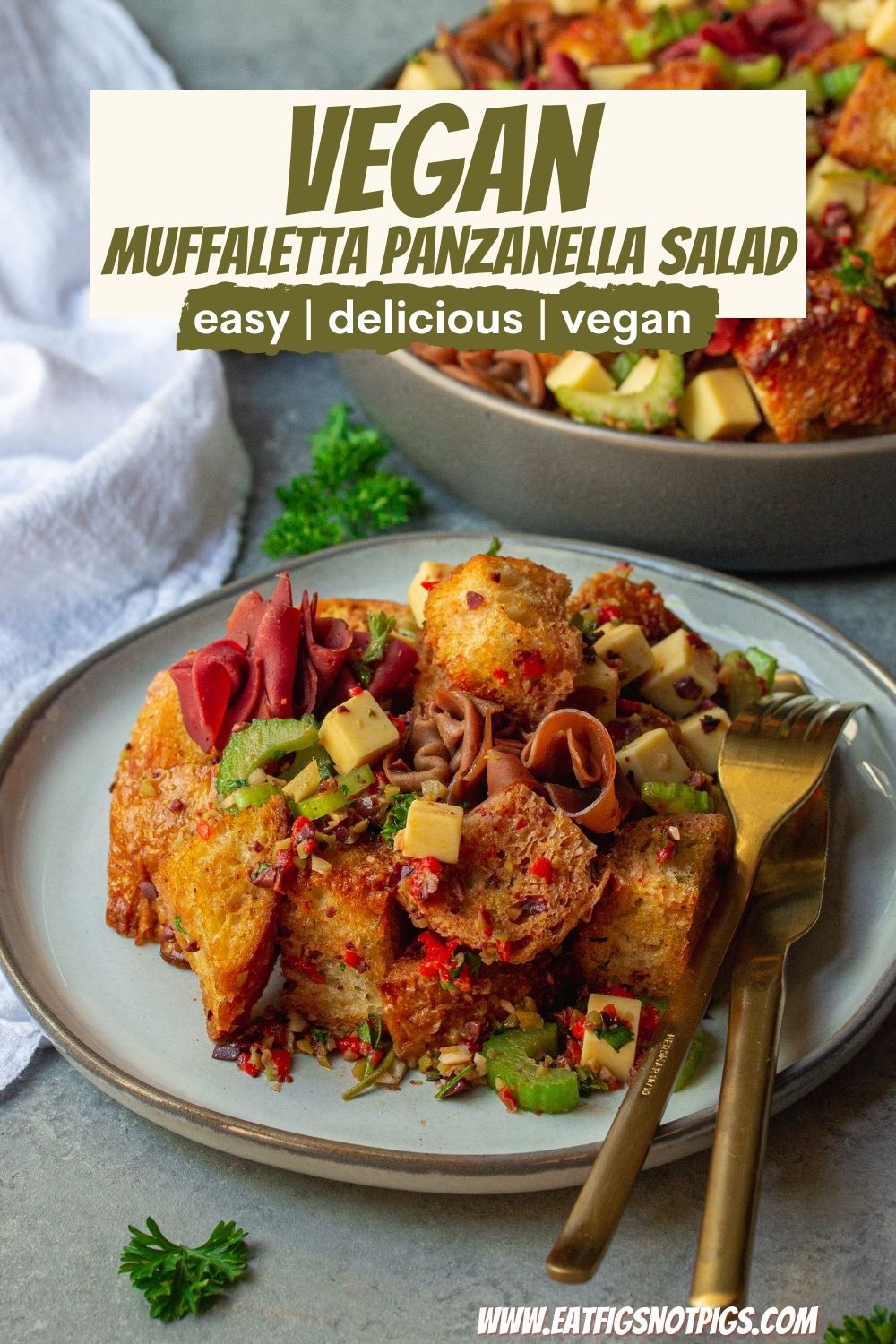 Muffaletta Panzanella Salad
