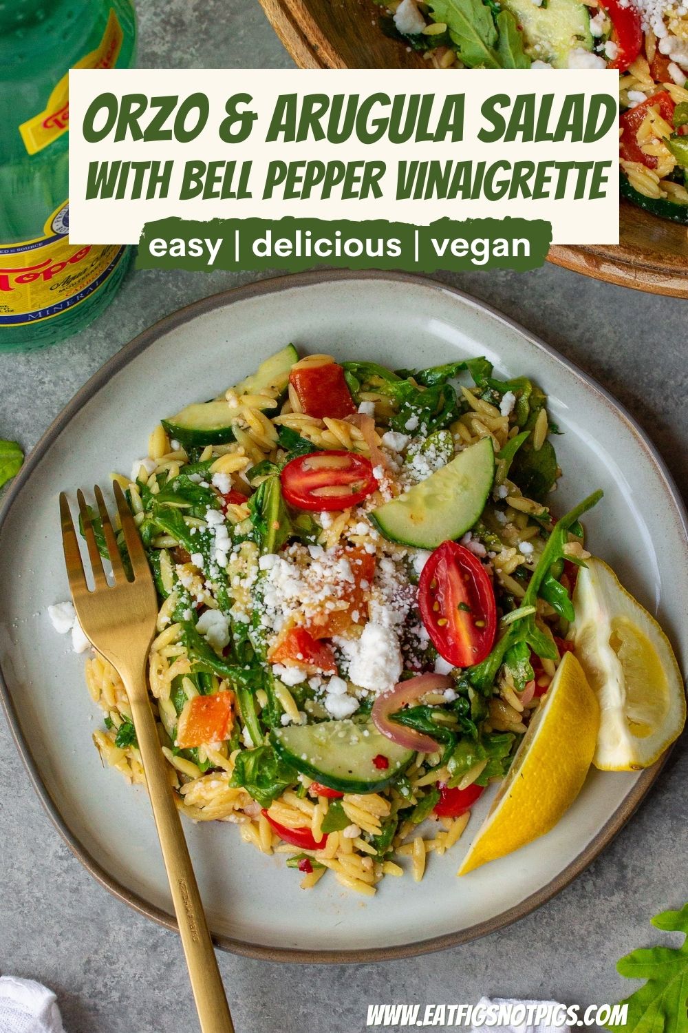 Orzo & Arugula Salad with Bell Pepper Vinaigrette
