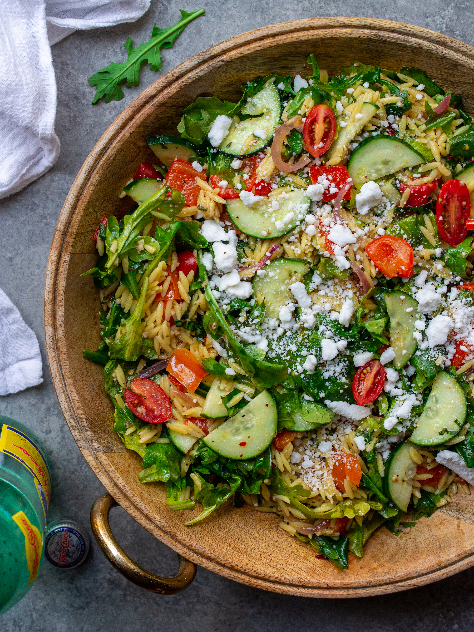 Orzo & Arugula Salad with Bell Pepper Vinaigrette