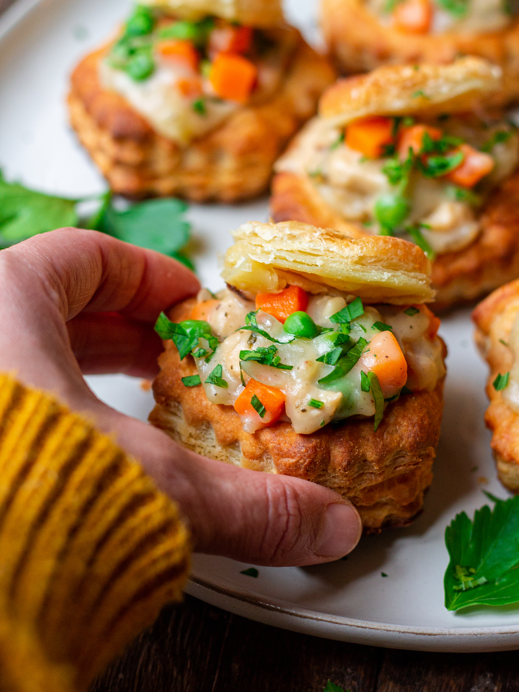 Vegan Chick'n Pot Pie Puff Pastry Shells
