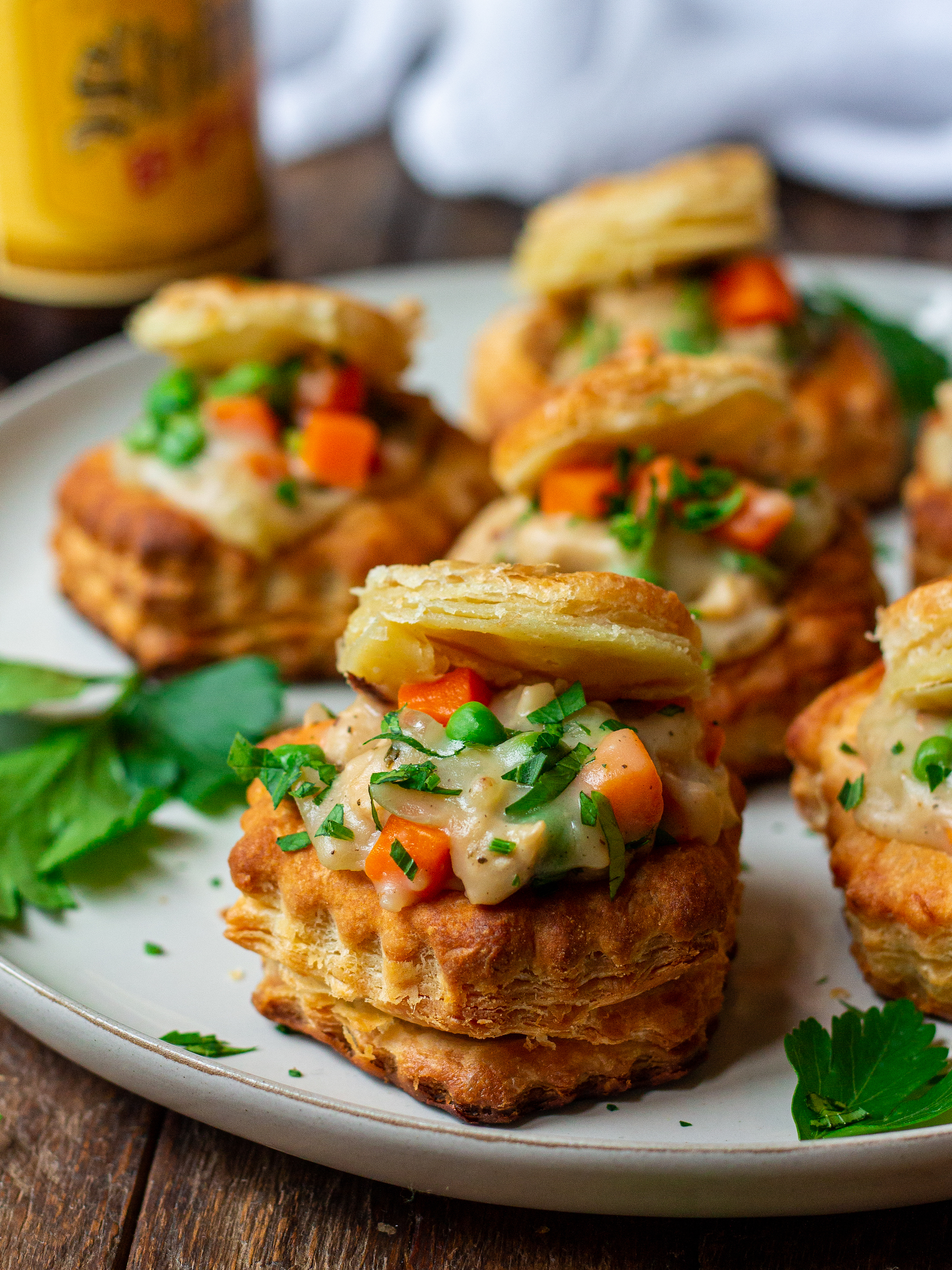 Vegan Chicken Pot Pie Puff Pastry Shells