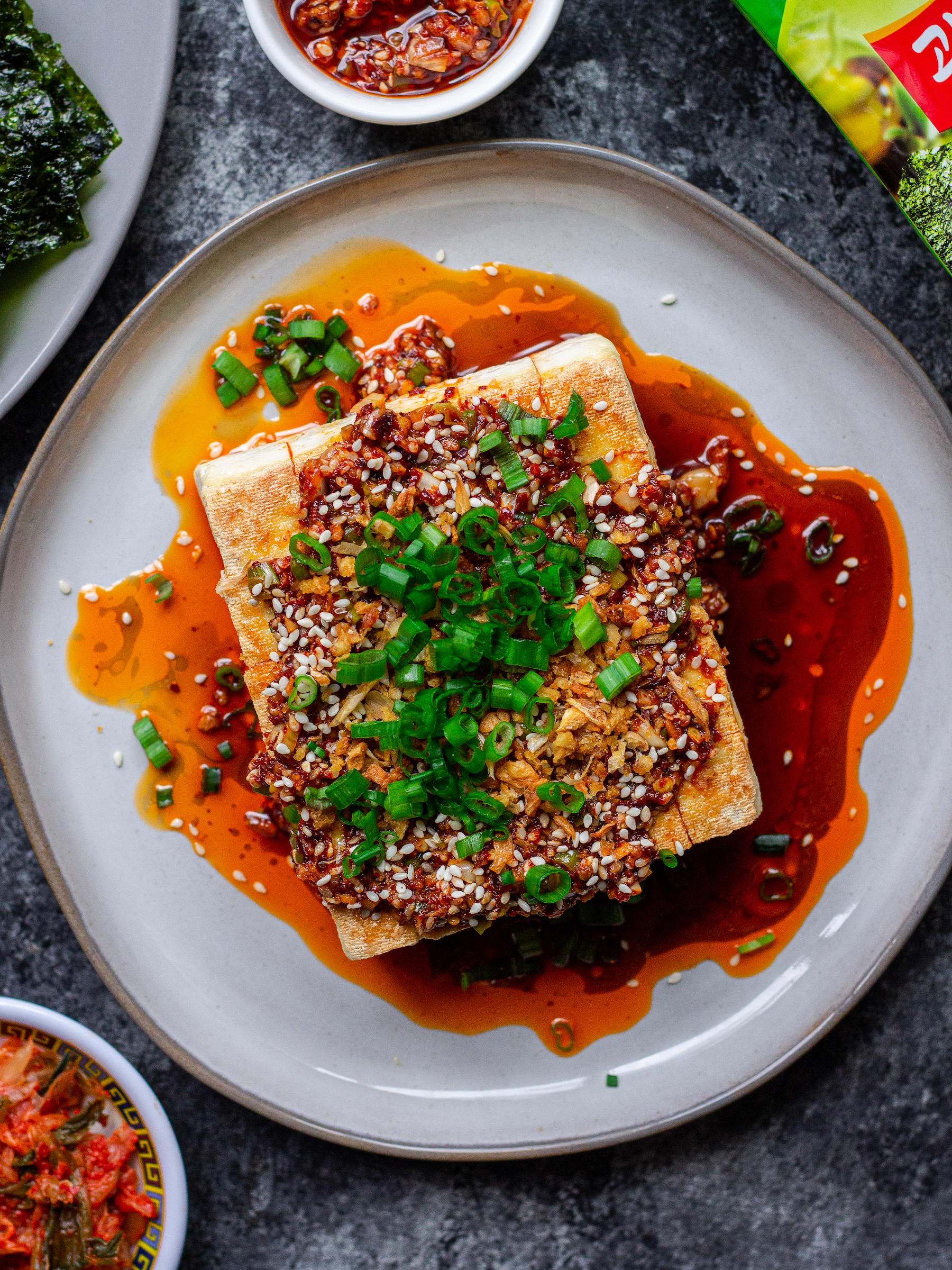 Pan Seared Tofu with Chili Oil