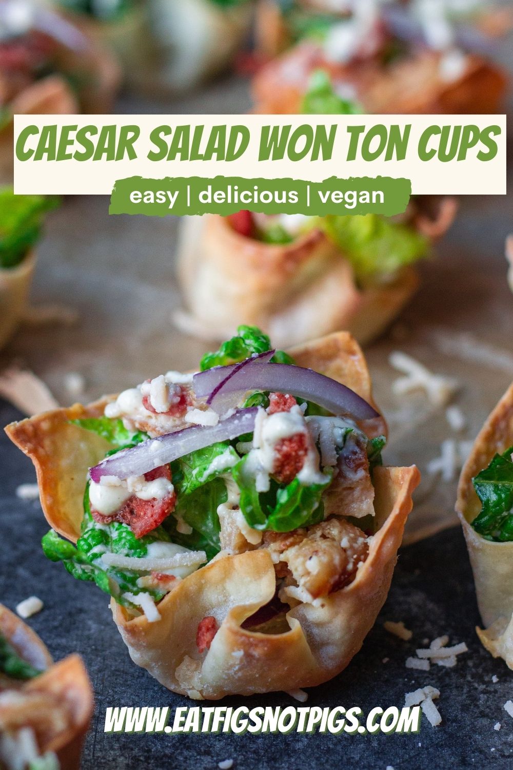 Caesar Salad Wonton Cups - Hezzi-D's Books and Cooks