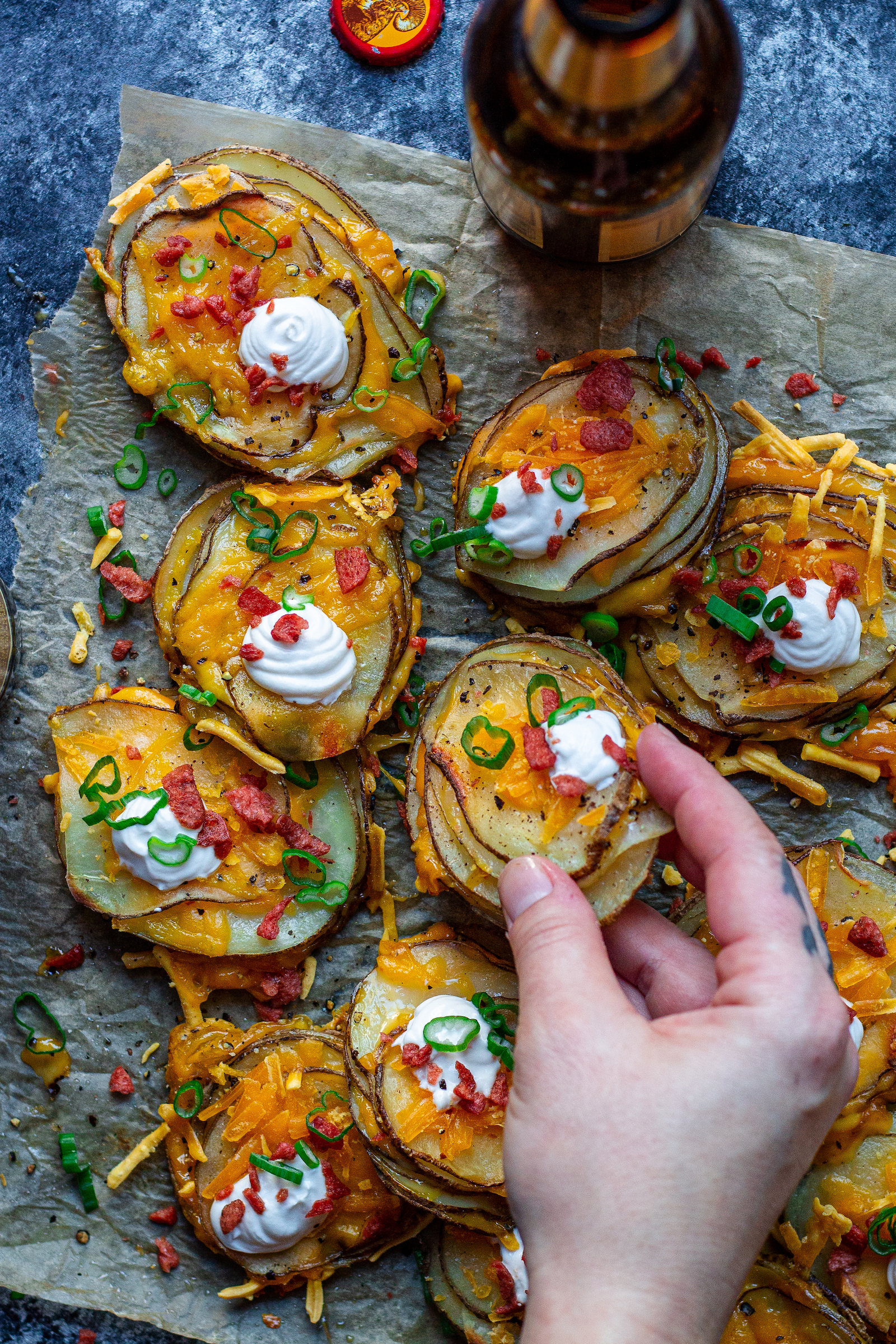 Cheesy Vegan Loaded Potato Stacks - Eat Figs, Not Pigs