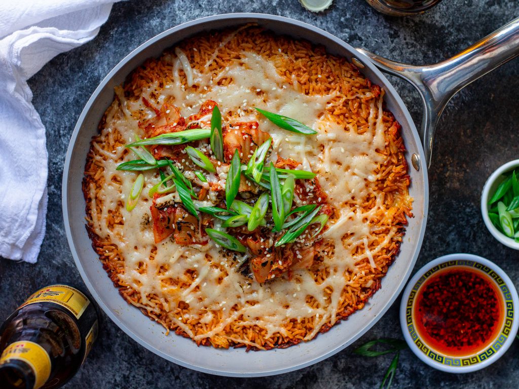 Cheesy Gochujang Skillet Fried Rice - Eat Figs, Not Pigs