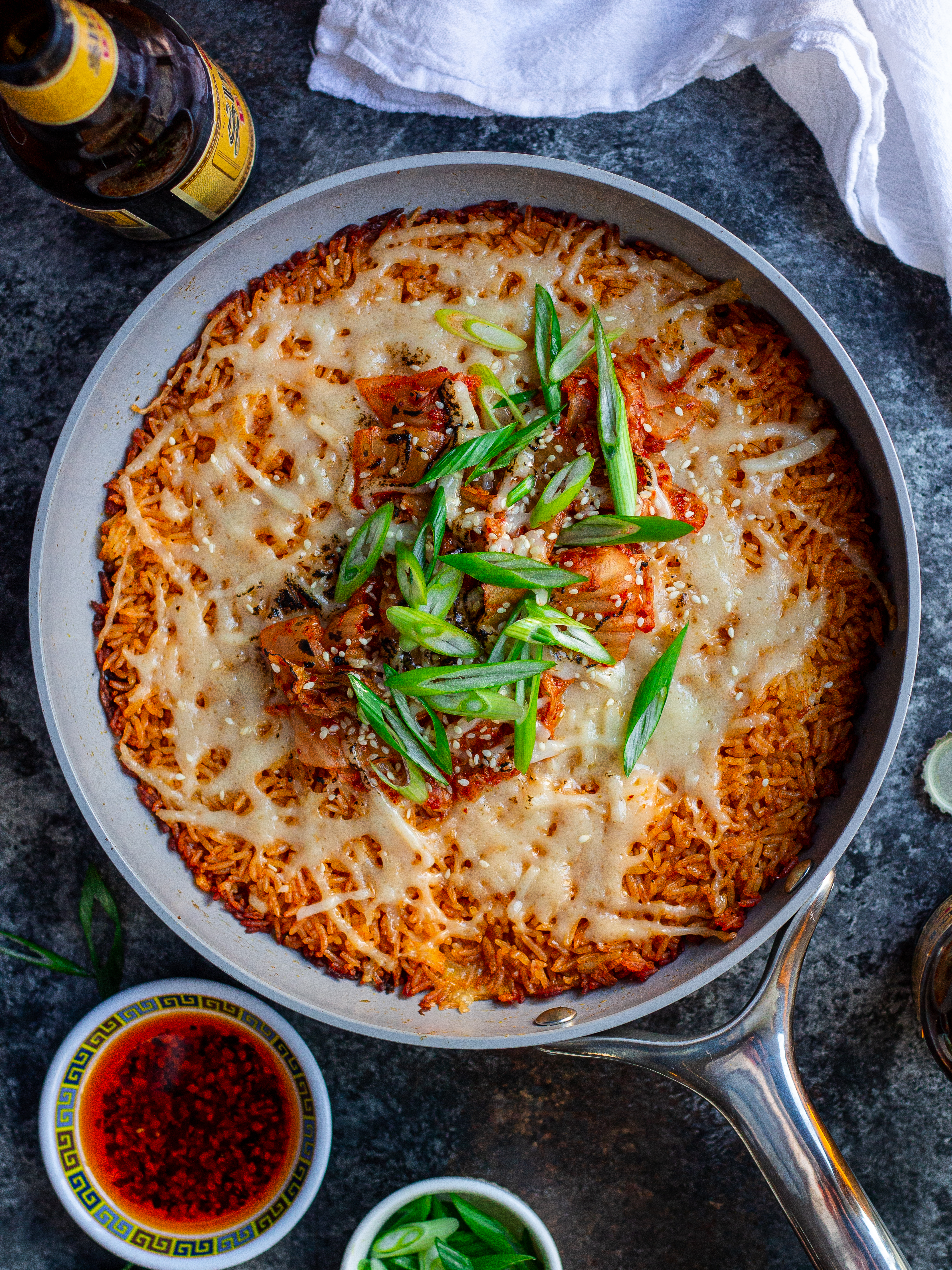 Cheesy Gochujang Skillet Fried Rice 