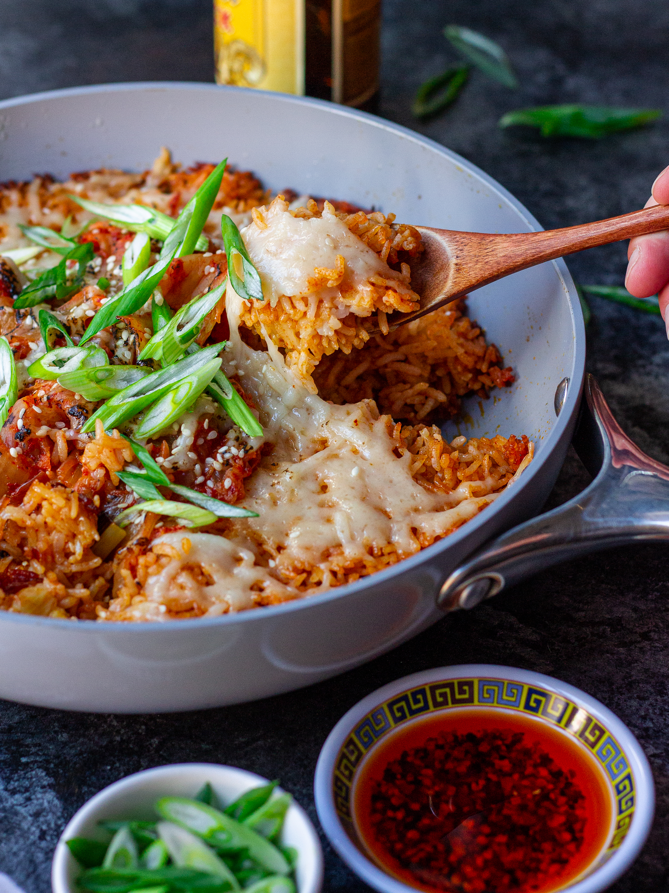 Cheesy Gochujang Skillet Fried Rice