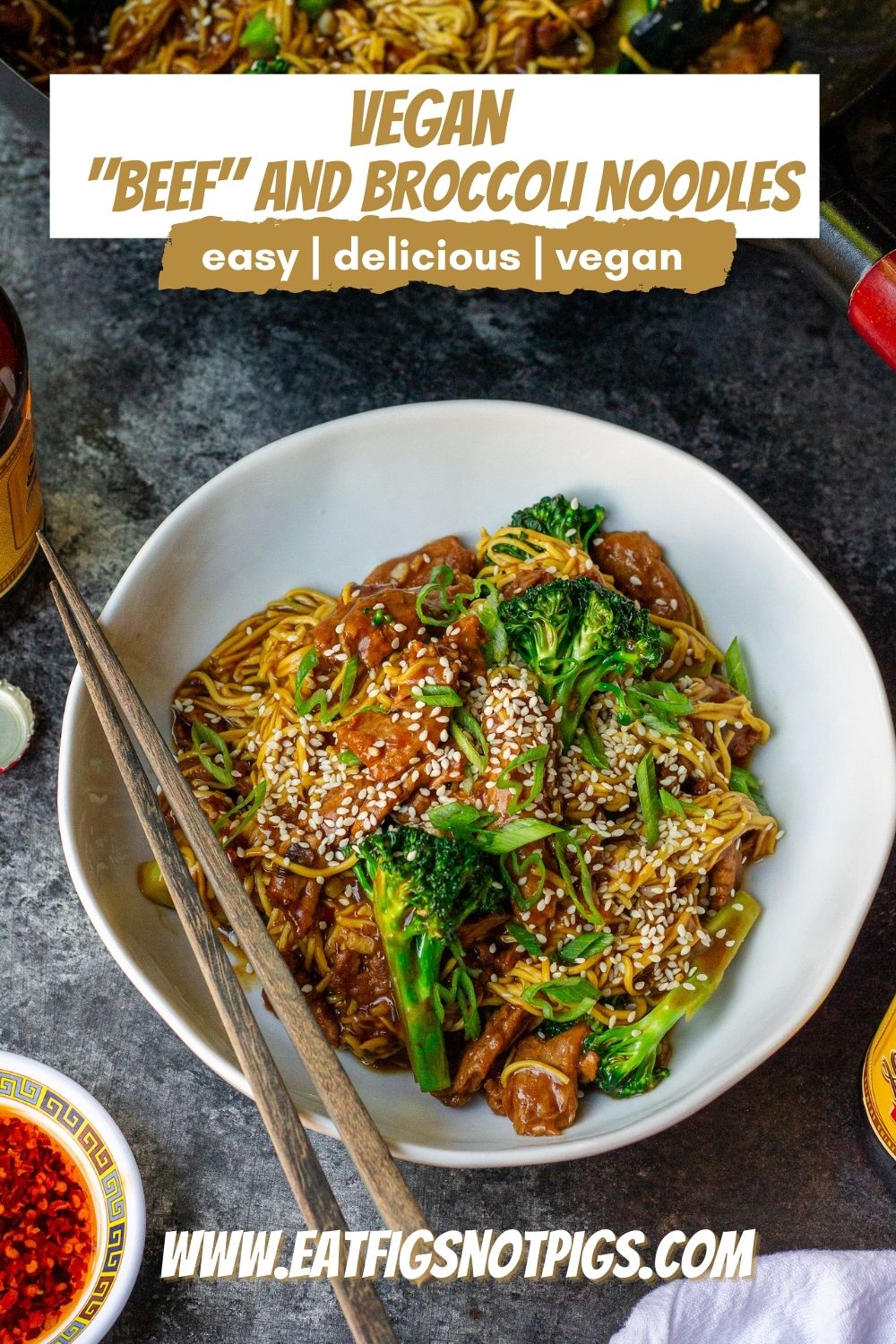 vegan beef and broccoli noodles
