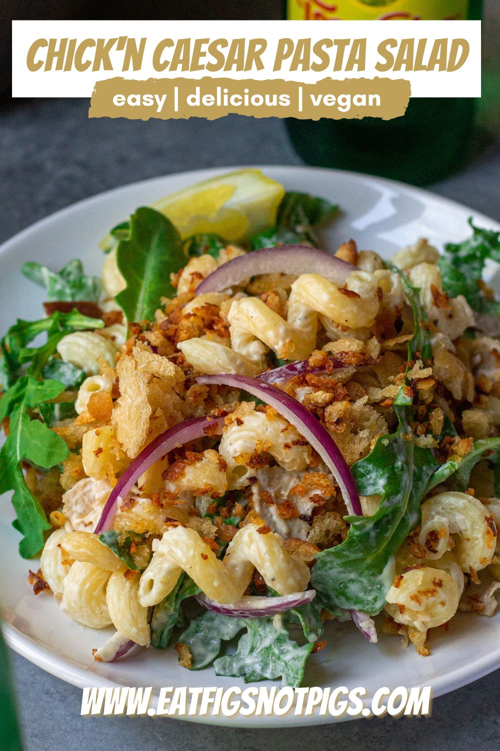 vegan Chicken Caesar Pasta Salad