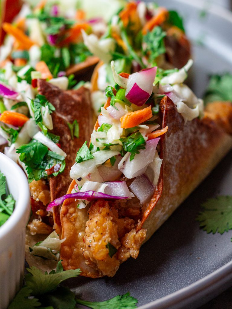 Vegan Chicken Wonton Tacos
