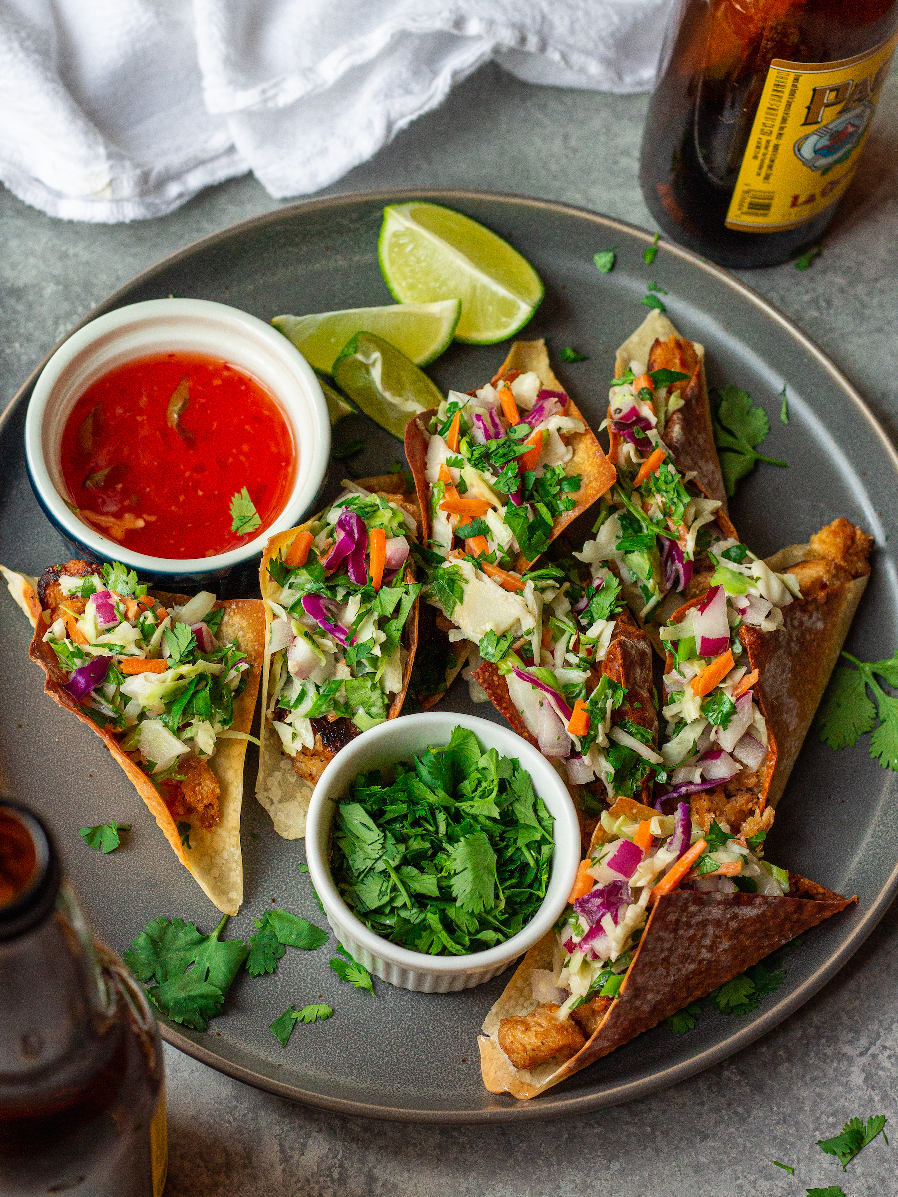 Vegan Chicken Wonton Tacos