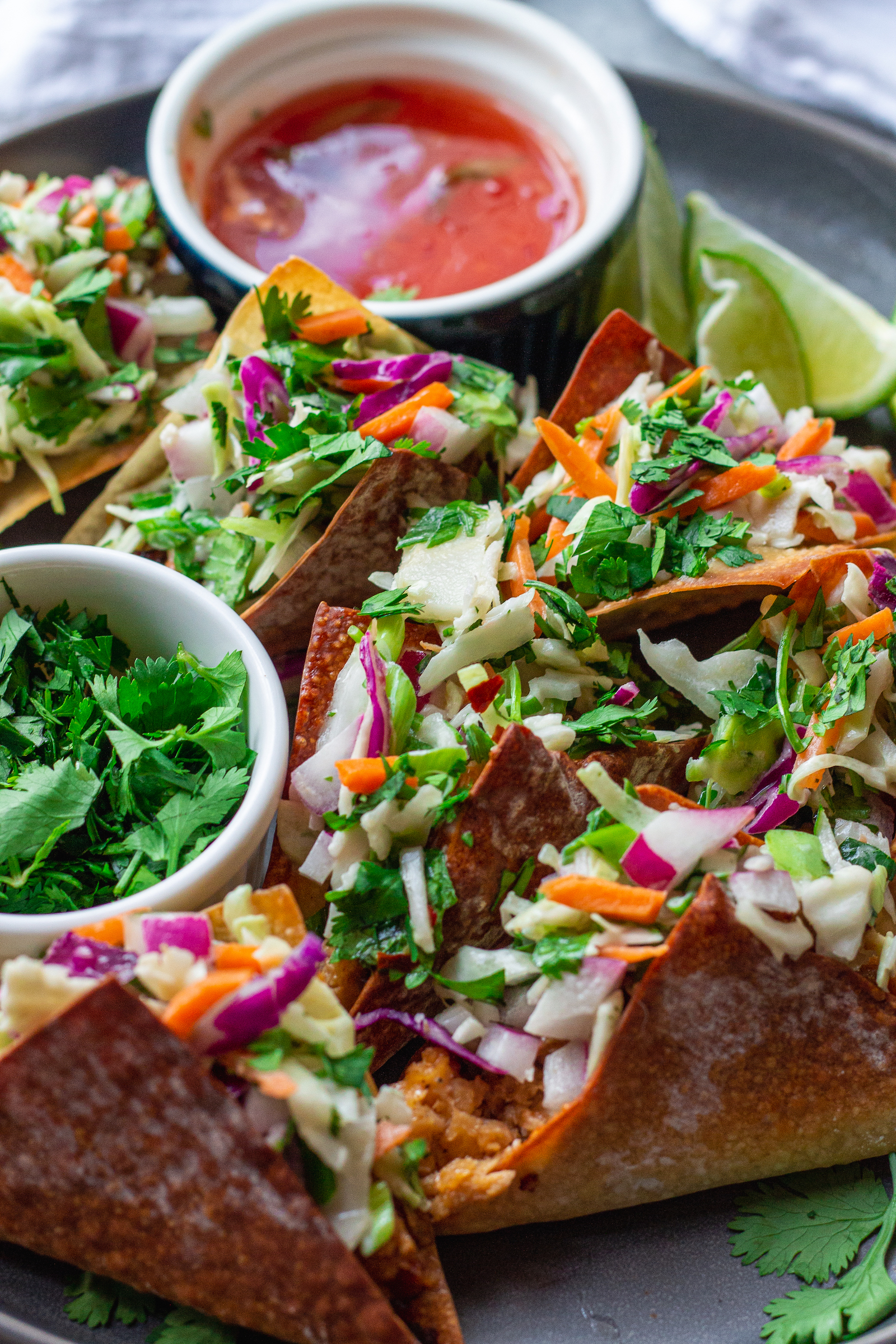 Vegan Chicken Wonton Tacos