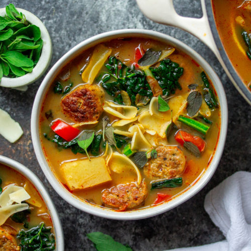 image of Smoky Sausage, Potato, and White Bean Soup