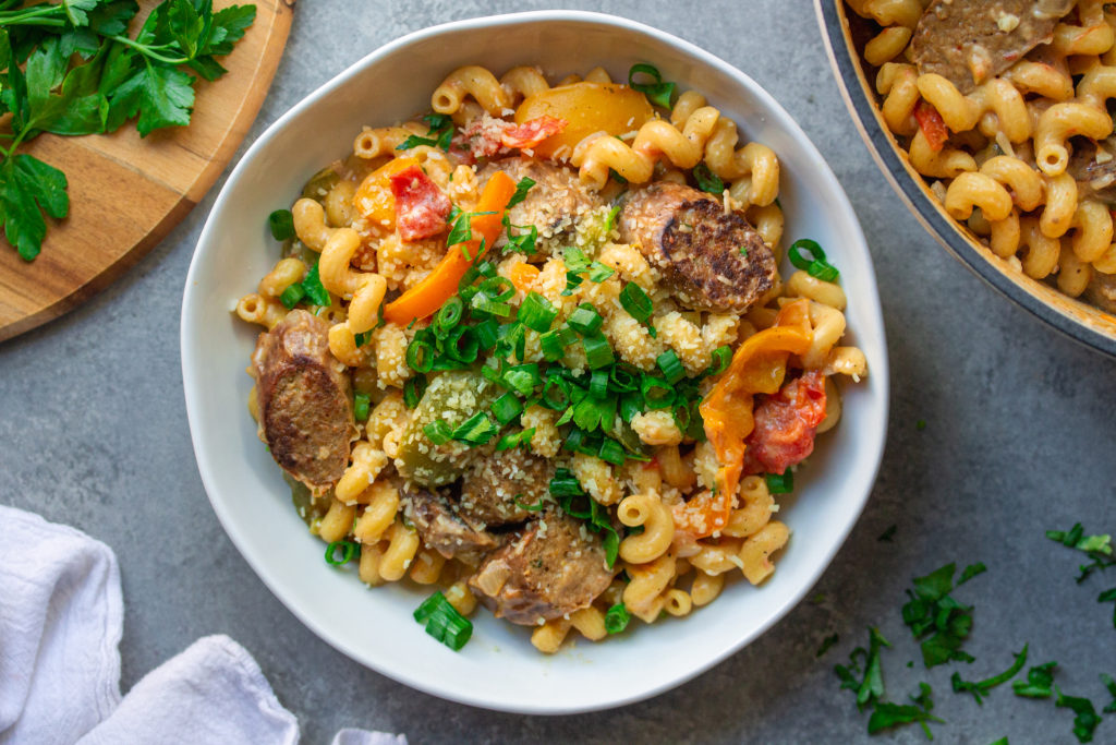 A photo of the ingredients for the Cajun-inspired pasta recipe
