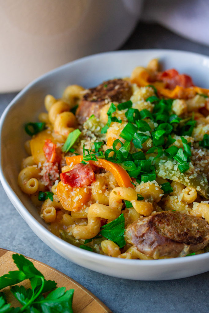 A photo of the ingredients for the Cajun-inspired pasta recipe