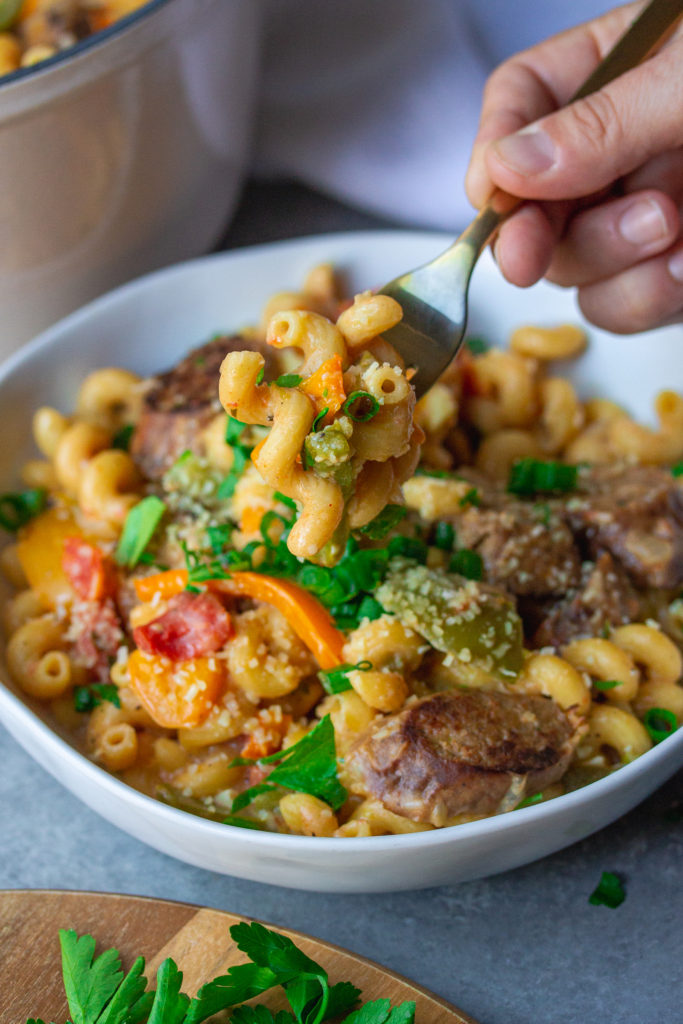A photo of the ingredients for the Cajun-inspired pasta recipe