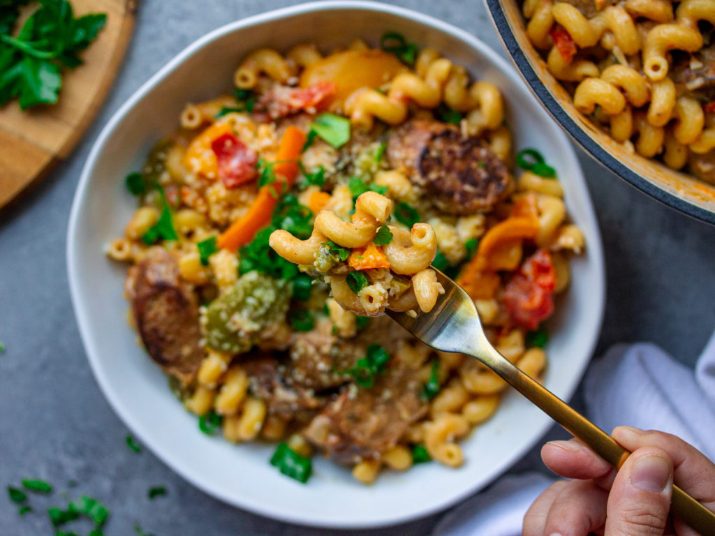 A photo of the ingredients for the Cajun-inspired pasta recipe