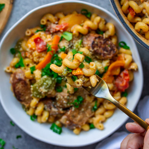 A photo of the ingredients for the Cajun-inspired pasta recipe