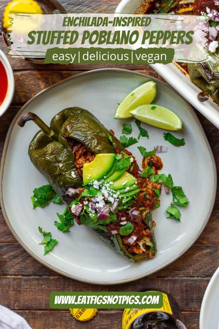 View of Enchilada-Inspired Stuffed Poblano Peppers - Eat Figs, Not Pigs