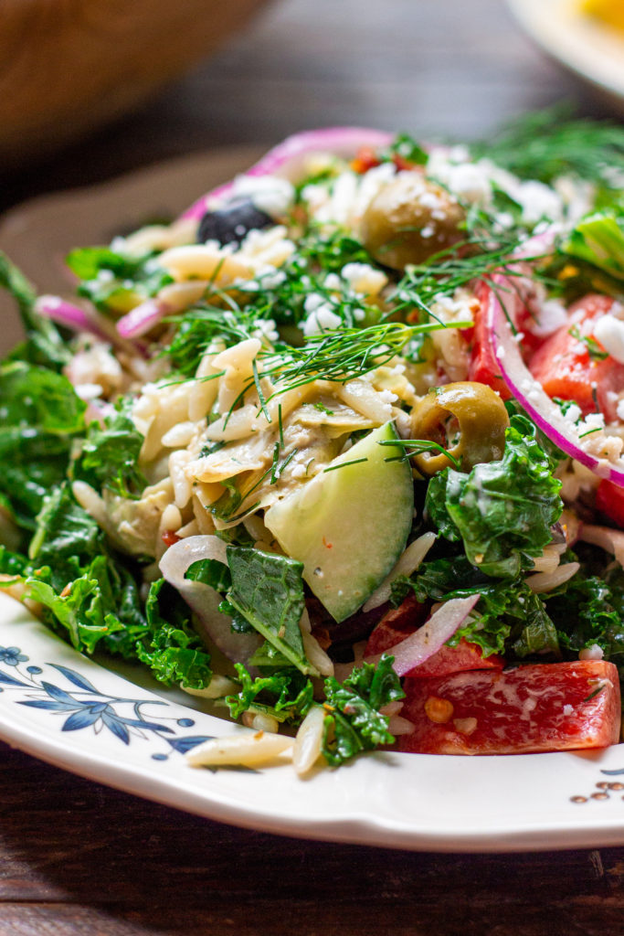 Mediterranean-Inspired Orzo Salad with Fresh Herbs and Vegan Feta