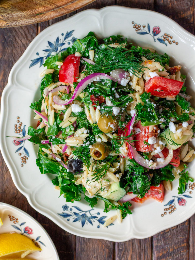 Mediterranean-Inspired Orzo Salad with Fresh Herbs and Vegan Feta