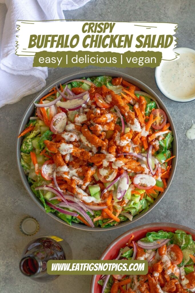 Buffalo Chicken Salad in a bowl, garnished with fresh dill.