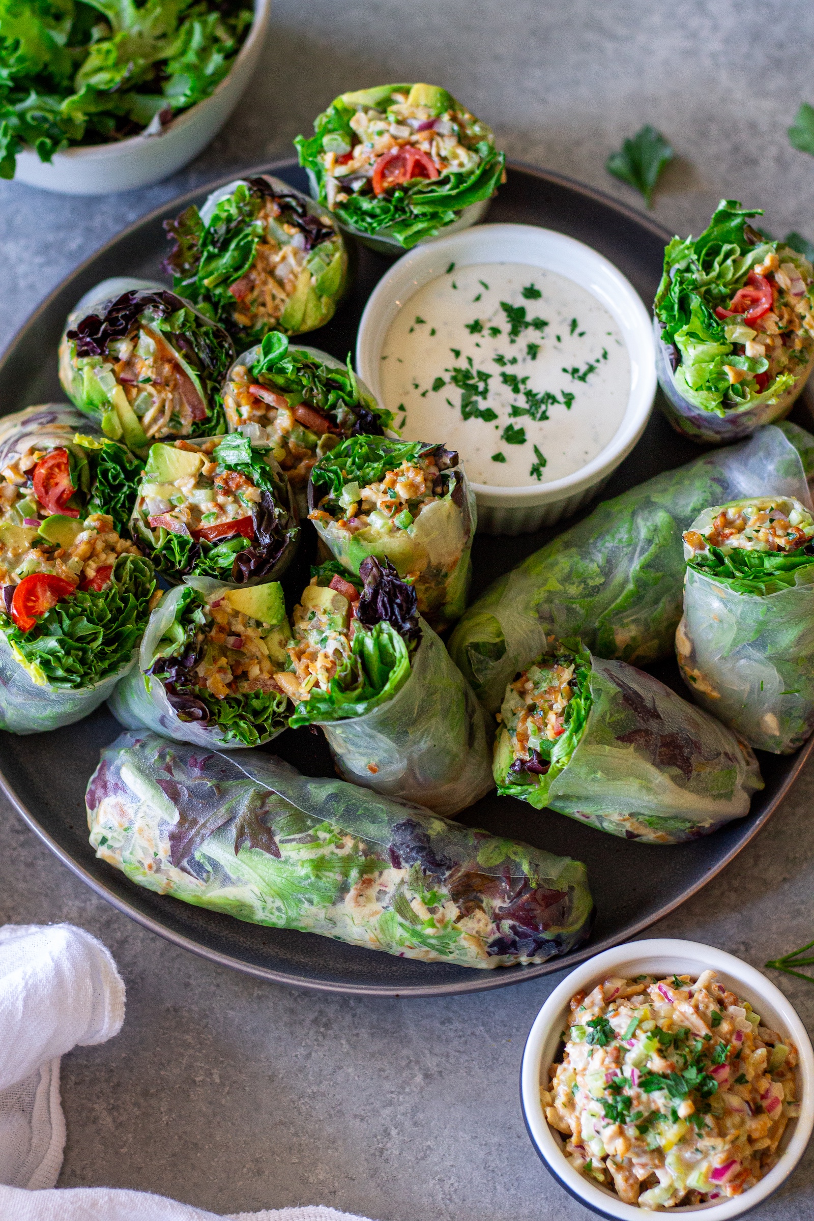 Vegan Chicken Salad Summer Rolls Eat Figs Not Pigs