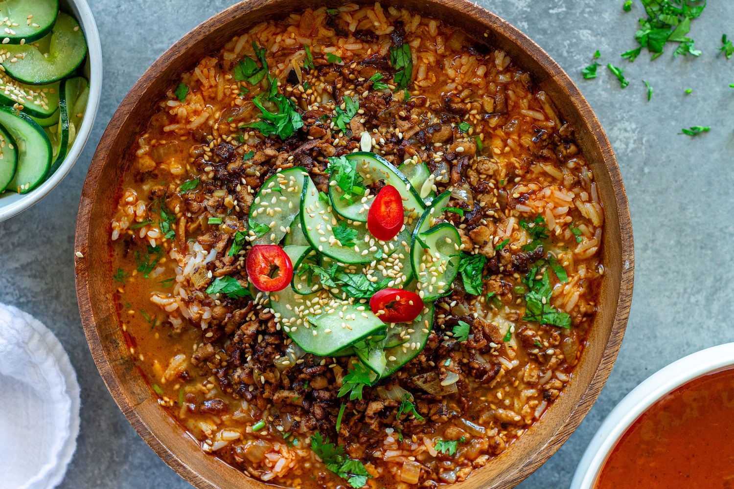 Crispy Ginger Tofu Coconut Curry Brothy Rice