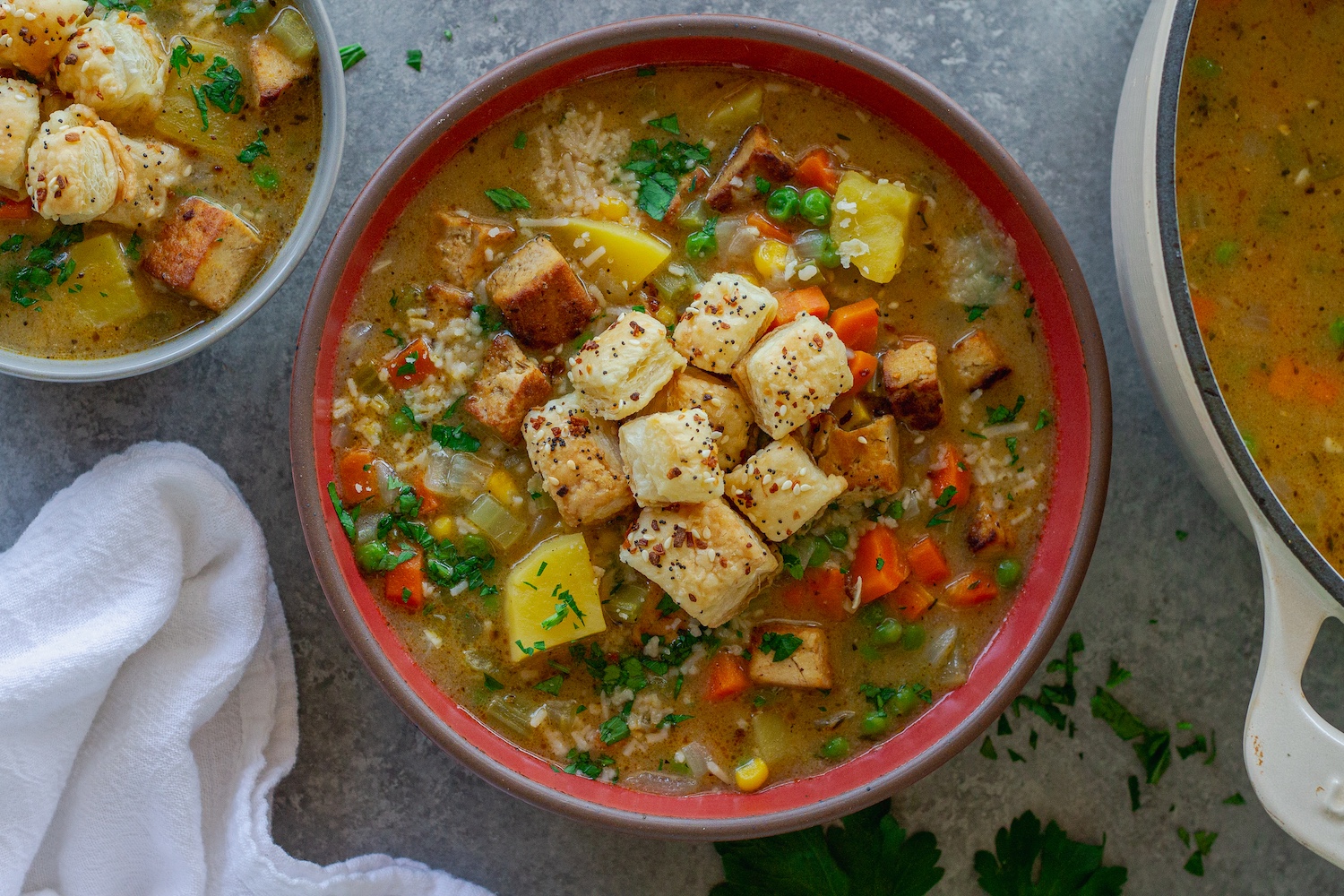 Vegan Chicken Pot Pie Soup